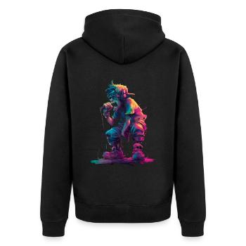 Coloré Rappeur Style Bande Dessinée Musique Urbaine Graphique - Veste à capuche bio Premium Unisexe - noir - Dos - Nico (187cm)