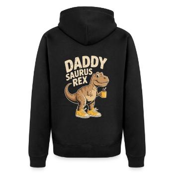 Papa Dino T-Shirt - Unisex Premium Organic Zip Hoodie - black - Back - Nico (187cm)