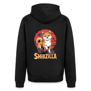 Shibzilla – Chaos avec œil de côté - Veste à capuche bio Premium Unisexe - noir - Dos - Nico (187cm)