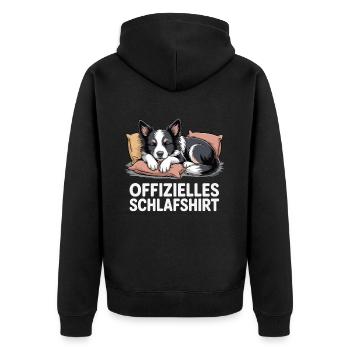 Offizielles Schlafshirt Border Collie - Unisex Premium Bio Zip Hoodie - Schwarz - Hinten - Nico (187cm)