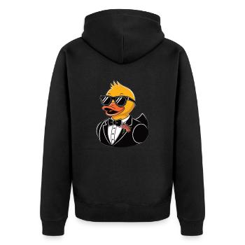 Gummiente Braeutigam - Unisex Premium Bio Zip Hoodie - Schwarz - Hinten - Nico (187cm)