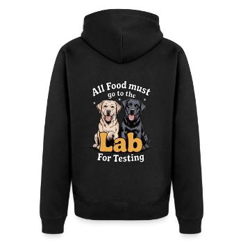 All Food Must Go to the Lab – two Labradors - Unisex Premium Organic Zip Hoodie - black - Back - Nico (187cm)