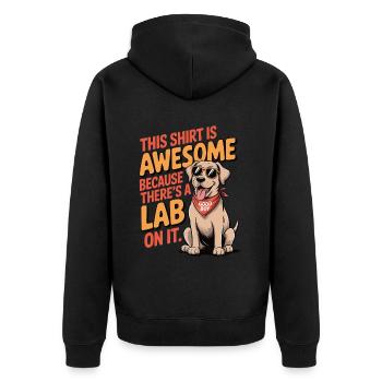 This is a awesome Lab shirt - Unisex Premium Organic Zip Hoodie - black - Back - Nico (187cm)