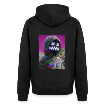 Masque Psychédélique Figurine Neon Glitch Graphique - Veste à capuche bio Premium Unisexe - noir - Dos - Nico (187cm)