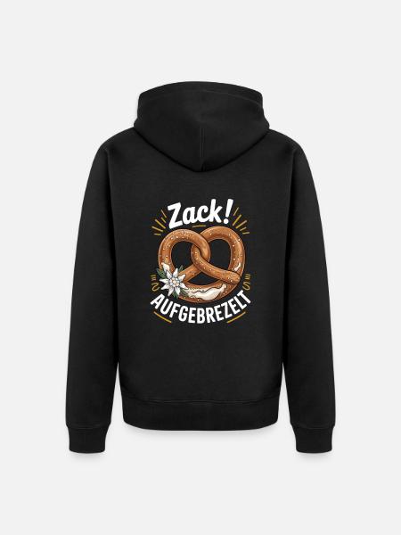 Zack aufgebrezelt - Unisex Premium Bio Zip Hoodie - Schwarz