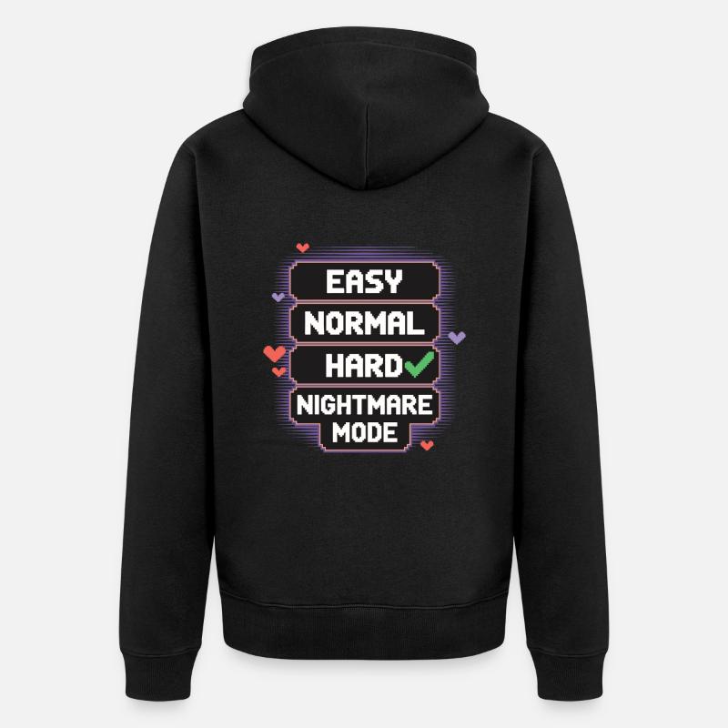 Select Difficulty: Life – Nightmare Mode 8Bit - Unisex Premium Organic Zip Hoodie - black