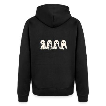 Ghost & Cat – Halloween Fun - Unisex Premium Organic Zip Hoodie - black - Back - Nico (187cm)