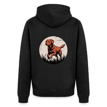 Vintage Labrador – playing in the grass - Unisex Premium Organic Zip Hoodie - black - Back - Nico (187cm)