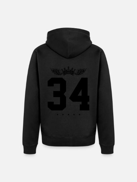 34 Zahl Krone - Unisex Premium Bio Zip Hoodie - Schwarz