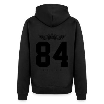 84 Number crown - Unisex Premium Organic Zip Hoodie - black - Back - Nico (187cm)