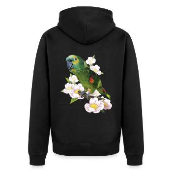Die Blaustirnamazone - Unisex Premium Bio Zip Hoodie - Schwarz - Hinten - Nico (187cm)