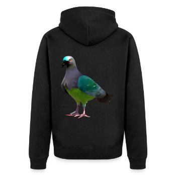 Kragentaube Illustration - Unisex Premium Bio Zip Hoodie - Schwarz - Hinten - Nico (187cm)