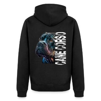 Cane Corso für einen Cane Corso Besitzer - Unisex Premium Bio Zip Hoodie - Schwarz - Hinten - Nico (187cm)