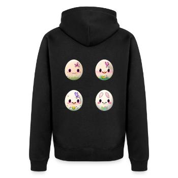 Oeuf de Pâques Visages d’oeufs de Pâques - Veste à capuche bio Premium Unisexe - noir - Dos - Nico (187cm)