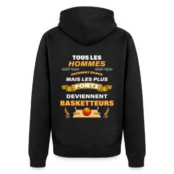 Hommes basketteurs Cadeau Humour Ballon De Basket - Veste à capuche bio Premium Unisexe - noir - Dos - Nico (187cm)