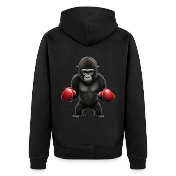 Boxer Gorilla - Unisex Premium Organic Zip Hoodie - black - Back - Nico (187cm)