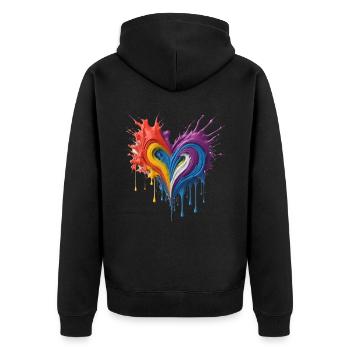 Herz Liebe Farbe Kunst - Unisex Premium Bio Zip Hoodie - Schwarz - Hinten - Nico (187cm)