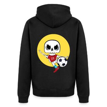 Skeleton Playing Soccer - Unisex Premium Organic Zip Hoodie - black - Back - Nico (187cm)