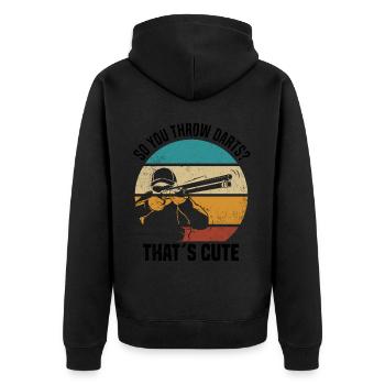 Wurfscheiben Schießen | Sport Wurfscheibe Geschenk - Unisex Premium Bio Zip Hoodie - Schwarz - Hinten - Nico (187cm)