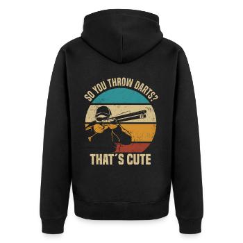 Ja ich schieße wie ein Mädchen | Skeet Geschenke - Unisex Premium Bio Zip Hoodie - Schwarz - Hinten - Nico (187cm)