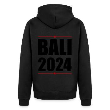 Bali 2024 - Unisex Premium Organic Zip Hoodie - black - Back - Nico (187cm)