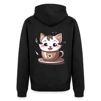 Chatcolate #1 - Unisex Premium Bio Zip Hoodie - Schwarz - Hinten - Nico (187cm)