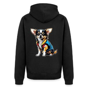 Mignon petit chien chihuahua dans un style comique - Veste à capuche bio Premium Unisexe - noir - Dos - Nico (187cm)