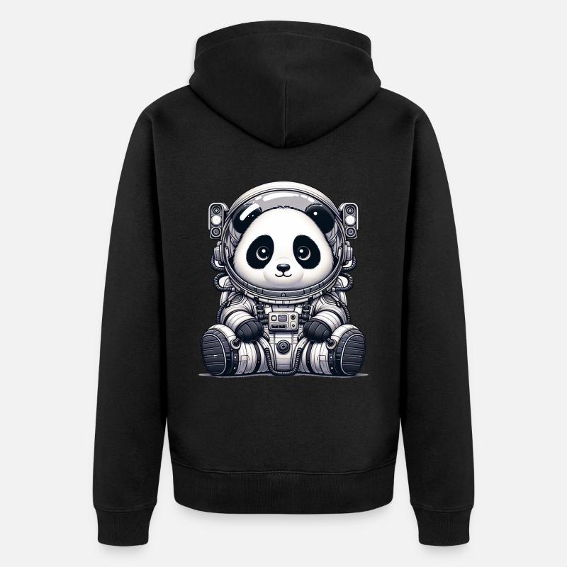 Astronaute panda mignon - Veste à capuche bio Premium Unisexe - noir