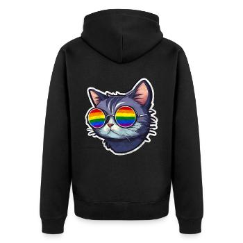 LGBTQ Katze - Unisex Premium Bio Zip Hoodie - Schwarz - Hinten - Nico (187cm)