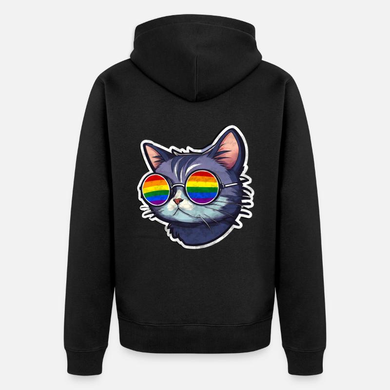 Chat LGBTQ - Veste à capuche bio Premium Unisexe - noir