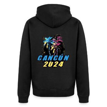 Cancun 2024 Vacances Palmiers Colorés - Veste à capuche bio Premium Unisexe - noir - Dos - Nico (187cm)