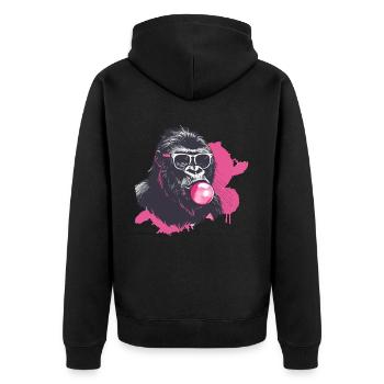 Gorilla with Sunglasses and Chewing Gum Pink - Unisex Premium Organic Zip Hoodie - black - Back - Nico (187cm)