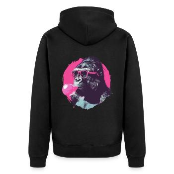 Gorilla with Sunglasses and Chewing Gum Pink - Unisex Premium Organic Zip Hoodie - black - Back - Nico (187cm)