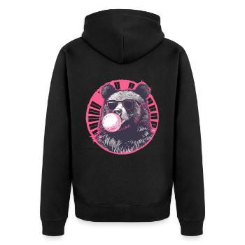 Ours avec chewing-gum rose et lunettes de soleil - Veste à capuche bio Premium Unisexe - noir - Dos - Nico (187cm)