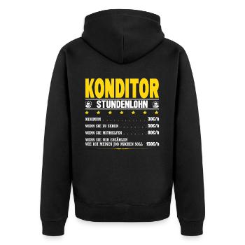 Konditor Stundenlohn Konditorei Gehalt Spruch - Unisex Premium Bio Zip Hoodie - Schwarz - Hinten - Nico (187cm)