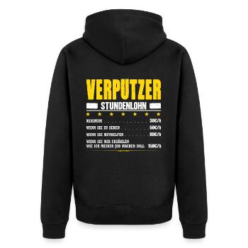 Verputzer Stundenlohn Stuckateurmeister Gehalt - Unisex Premium Bio Zip Hoodie - Schwarz - Hinten - Nico (187cm)