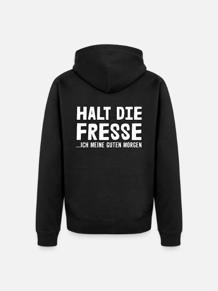 Halt die Fresse - Unisex Premium Bio Zip Hoodie - Schwarz