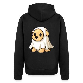 Golden Retriever Hund Halloween Geist - Unisex Premium Bio Zip Hoodie - Schwarz - Hinten - Nico (187cm)