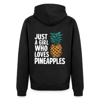 Ananas tropische hawaiianische Frucht - Unisex Premium Bio Zip Hoodie - Schwarz - Hinten - Nico (187cm)