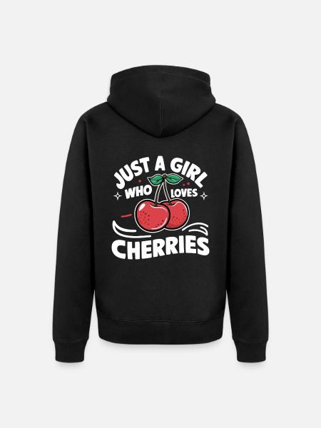 Cherries Cherries Fruits Food - Unisex Premium Organic Zip Hoodie - black