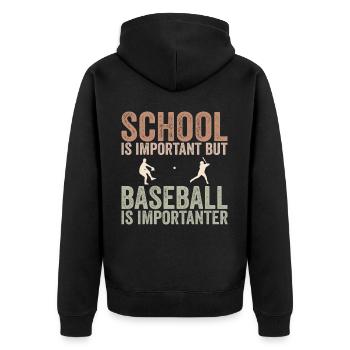 Schule ist wichtig, aber Basketball ist noch wichtiger - Unisex Premium Bio Zip Hoodie - Schwarz - Hinten - Nico (187cm)