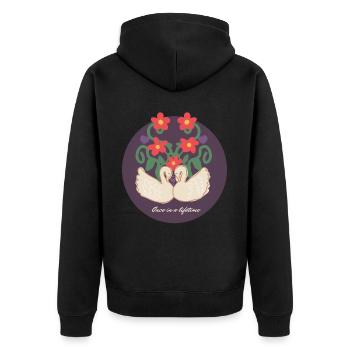 Swans in love, romantic, couple valentines day - Unisex Premium Organic Zip Hoodie - black - Back - Nico (187cm)