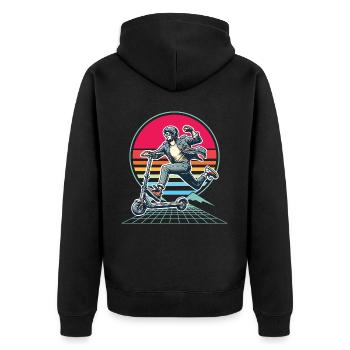 E-Scooter E-Roller Scooter - Unisex Premium Bio Zip Hoodie - Schwarz - Hinten - Nico (187cm)
