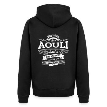 AOULI, DER KATALYSATOR FÜR DEINEN ERFOLG - Unisex Premium Bio Zip Hoodie - Schwarz - Hinten - Nico (187cm)