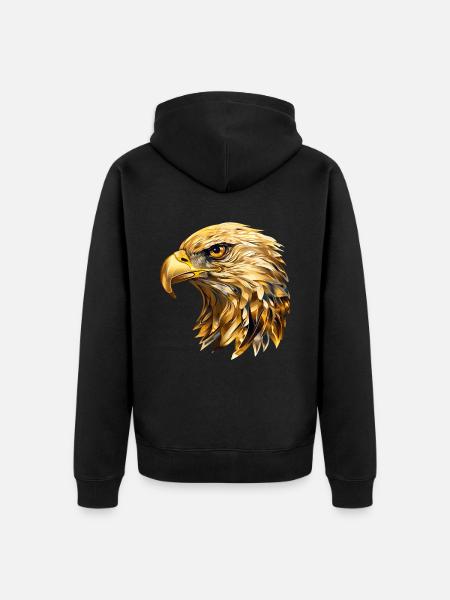 Adler Adlerkopf Gold Raubvogel Vogel Tier Natur - Premium økologisk unisex-hættejakke - sort