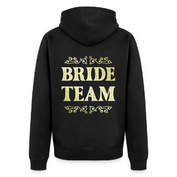 Bride Team - Unisex Premium Bio Zip Hoodie - Schwarz - Hinten - Nico (187cm)