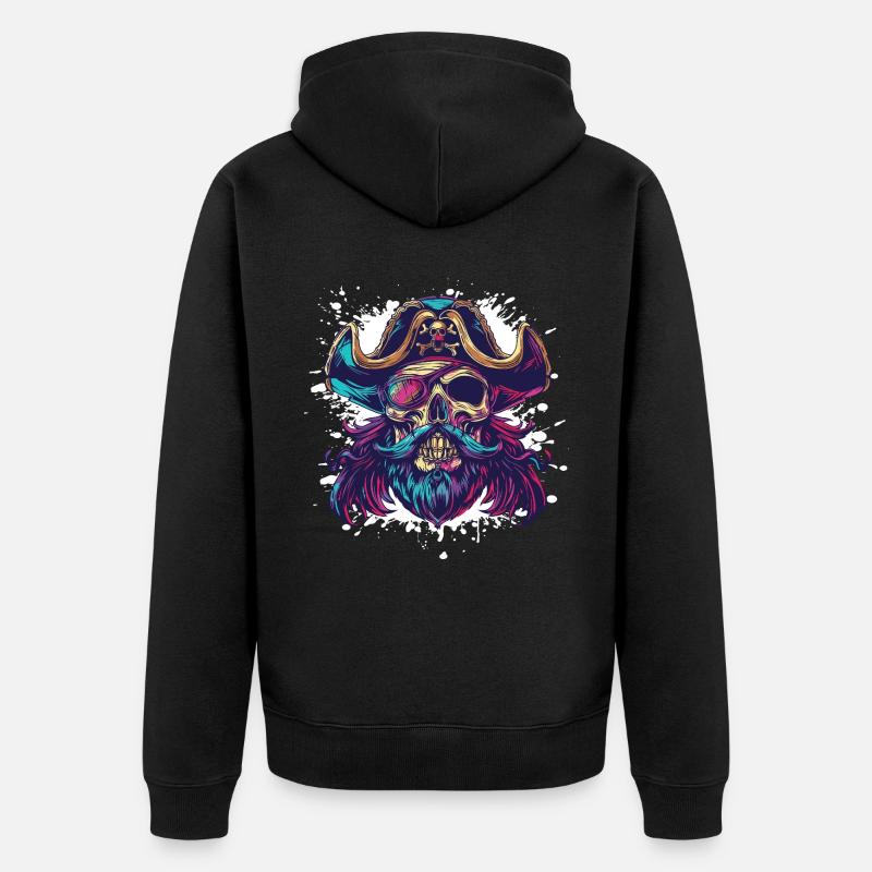 Squelette de pirate - Veste à capuche bio Premium Unisexe - noir