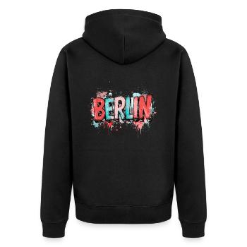 Berlin Graffiti Font Street Art Urban Style - Unisex Premium Organic Zip Hoodie - black - Back - Nico (187cm)