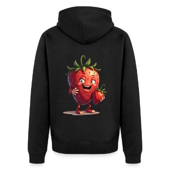 Drôle de fraises fraises fruits - Veste à capuche bio Premium Unisexe - noir - Dos - Nico (187cm)