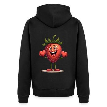 Drôle de fraises fraises fruits - Veste à capuche bio Premium Unisexe - noir - Dos - Nico (187cm)